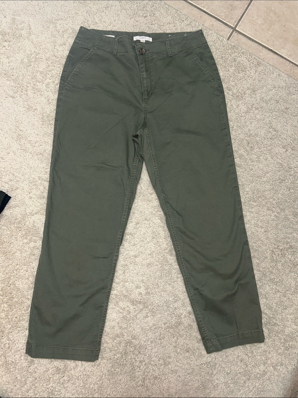 Bundle of 2 -LOFT Olive Green&tan Chinos - Classic Casual Trousers excellent! - Picture 2 of 15